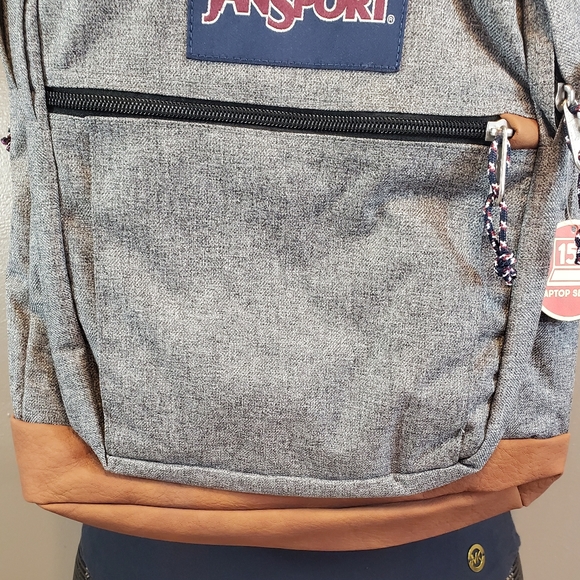 Jansport Cool Student Gray Letterman Backpack - Picture 2 of 8